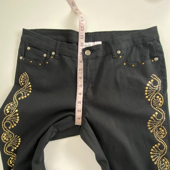 Marshall Rousso Gold Studded High-Rise Boot Cut Jean 10​​​​ - Picture 10 of 13